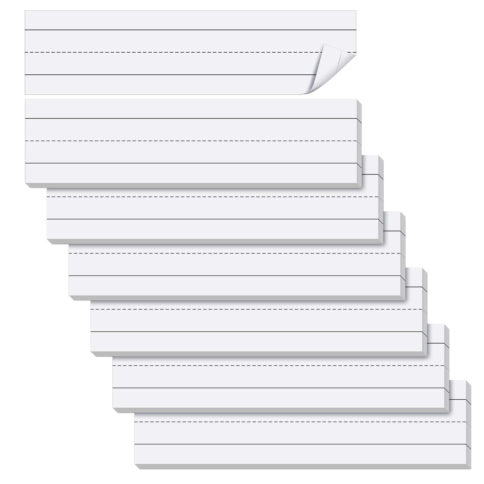 Outus 150 Sheets Sentence Strips Word Strips Ruled Sentence Strips School Learning Sentence Strips, 3 x 12 Inch for School Office Supplies, 6 Pieces (White)