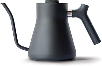 Fellow Stagg Stovetop Pour-Over Coffee and Tea Kettle - Gooseneck Teapot with Precision Pour Spout, Built-in Thermometer, Matte Black, 1 Litre