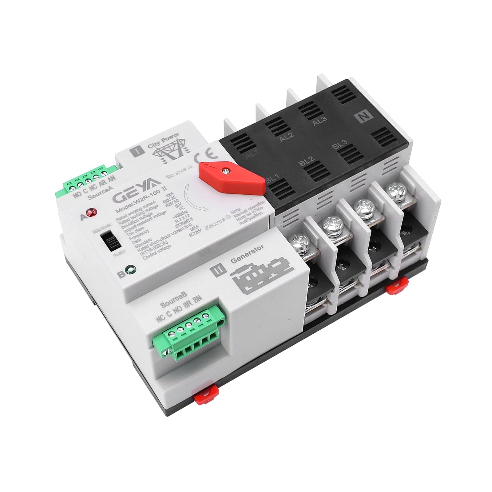 W2R Mini ATS 4P Automatic Transfer Switch Controller Electrical Type ATS Max 100A 4POLE (W2R-4P 100A)