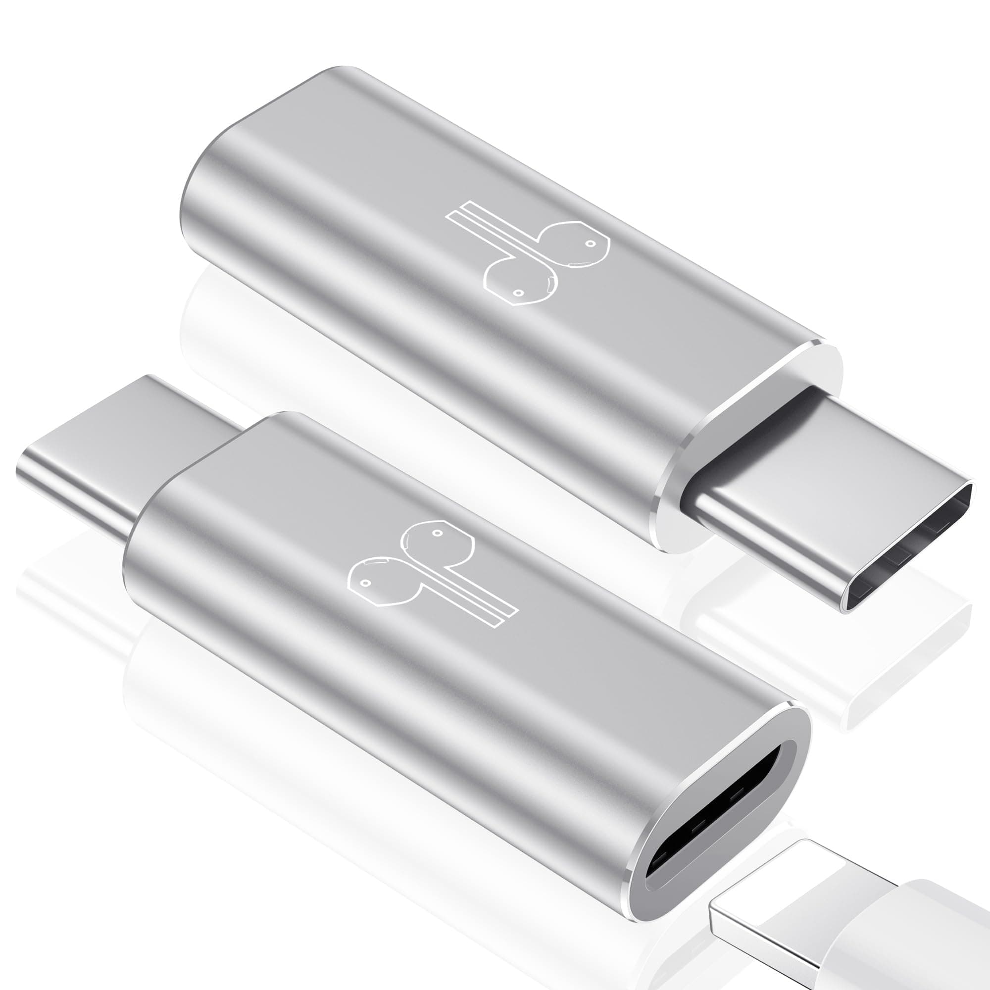 Temdan 2 Pack Lightning to USB C Adapter for iPhone 15/16 Pro/Pro Max/Plus, Support Audio/OTG Adapter, Type C Charger Connector Cable, Silver
