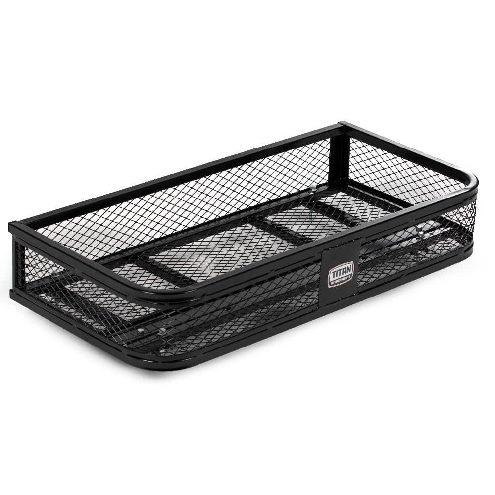 Titan Ramps Universal ATV/UTV Front Cargo Basket Rack with 100 Pound Capacity and Steel Construction for Carrying Buckets, Coolers, or Gear