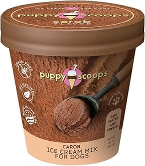 Puppy Scoops Ice Cream Mix for Dogs: Carob (Natural Dog Safe Chocolate Flavor) - Add Water and Freeze at Home