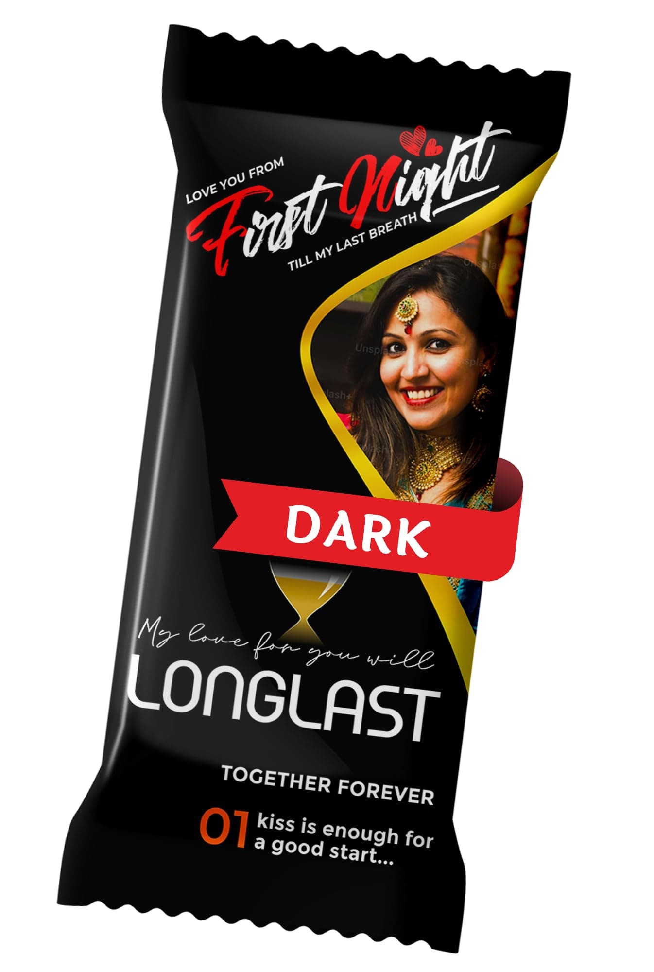 Katha Chocolates First Night Gift, Wedding Night Present, For Husband, Wife Personalized Customized Chocolate Large Bar (100g Bar) (Dark Chocolate)