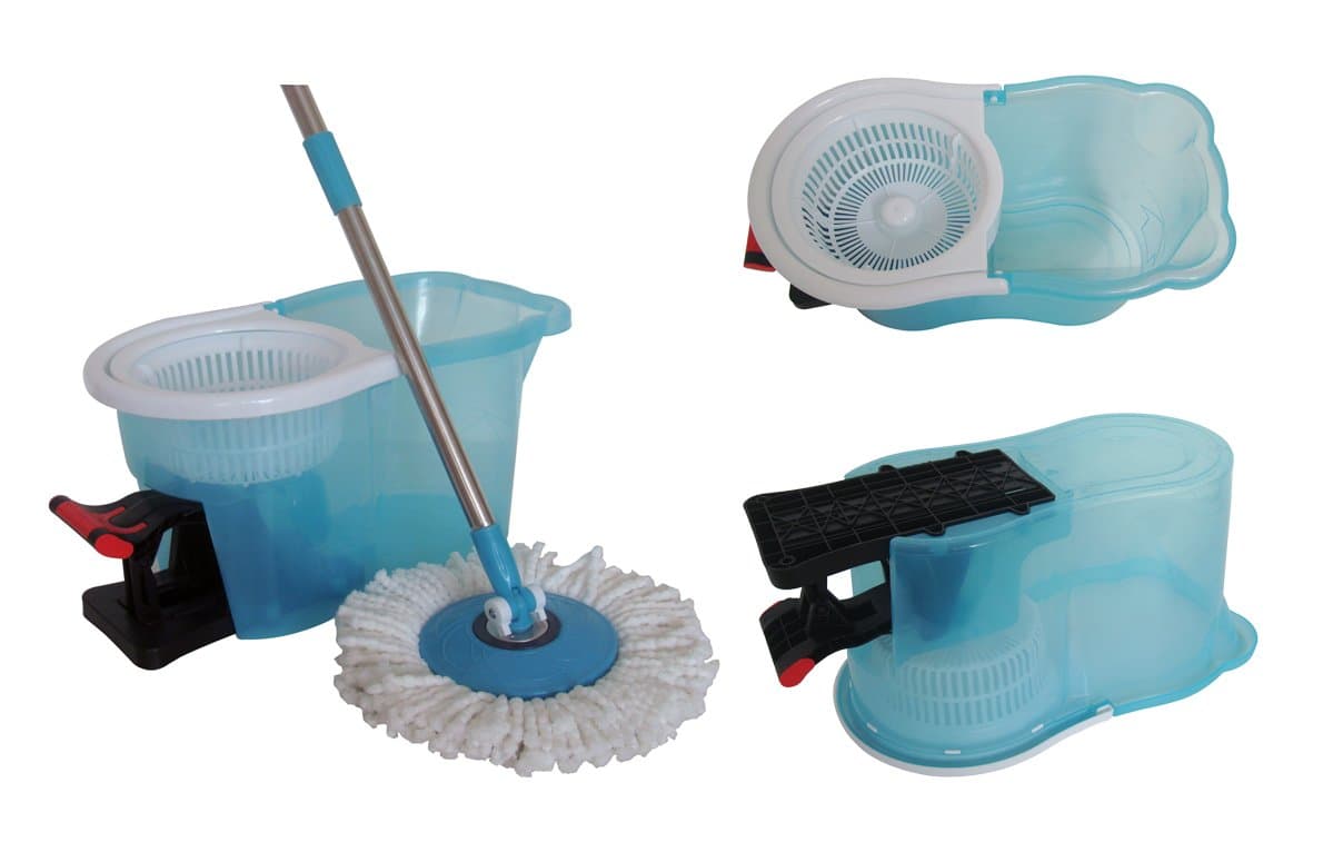 Easy Clean Magic 360 Rotating Spin Hurricane Spinning Mop Foot Pedal Seen on TV Transparent Blue