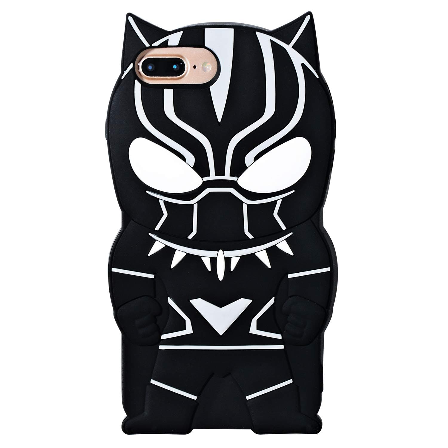 TopSZ Black Man Case for iPhone 6/7/8 Plus 5.5",Silicone 3D Cartoon Hero Animal Cover,Kids Girls Teens Boys Man Animated Cool Fun Cute Kawaii Soft Rubber Funny Character Cases for iPhone 8Plus/7/6Plus