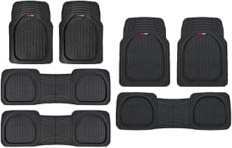 Motor Trend Original FlexTough Black Rubber Car Floor Mats for 3 Row Vehicles & 923-BK Black FlexTough Contour Liners-Deep Dish Heavy Duty Rubber Floor Mats for Car SUV Truck & Van