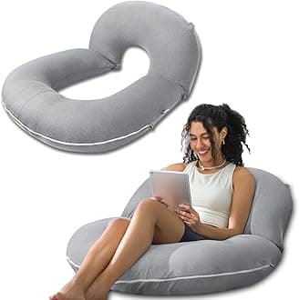 INSEN Reading Pillow, Back Pillow for Sitting in Bed and Couch, Gaming Pillow for Adults, Sit Up Support for Bed, Cooling Tencel, Grey