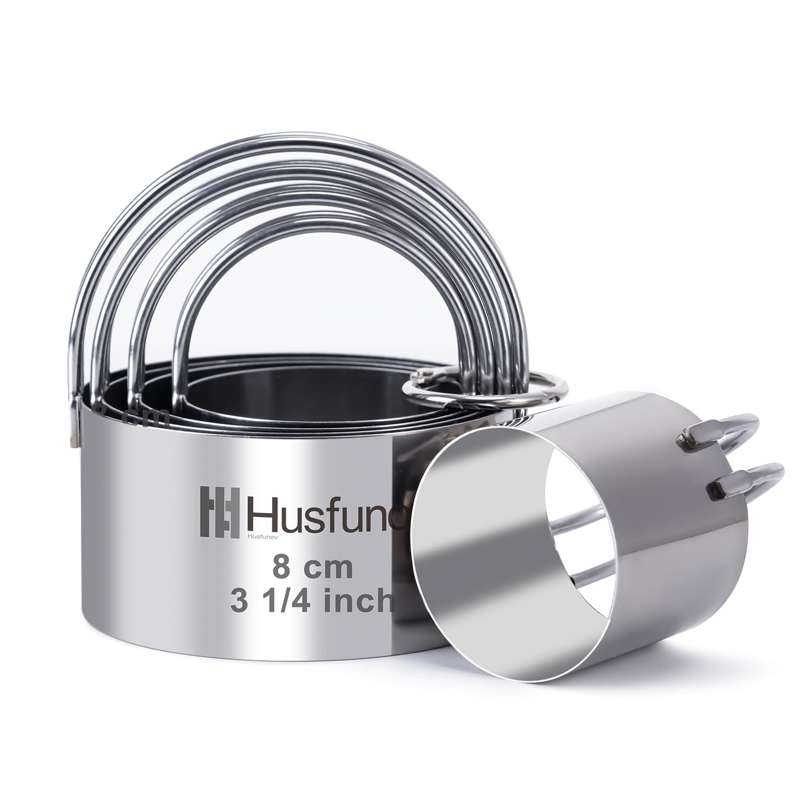 Biscuit Cutter Set Round Cookie Cutters with Handle 5 Pieces Stainless Steel Circle Professional Baking Dough Tools for Cake