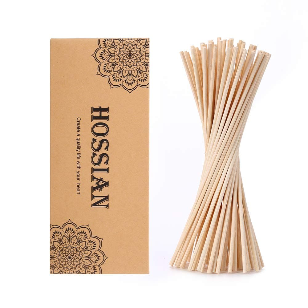 HOSSIAN 100 PCS Reed Diffuser Sticks-Diffuser Sticks-Diffuser Replacement Sticks- Reed Sticks Aroma Diffuser Sticks for Aroma Fragrance (Natural Wood Color 7.87 Inch)