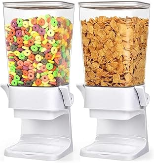 Cereal Dispenser Countertop 2 Pack 5.5 Qt Large Cereal Storage Container Holder Dispenser for Pantry Dry Food Snack Nut Candy Dispenser Countertop Kitchen Organization Storage for Oatmeal Granola