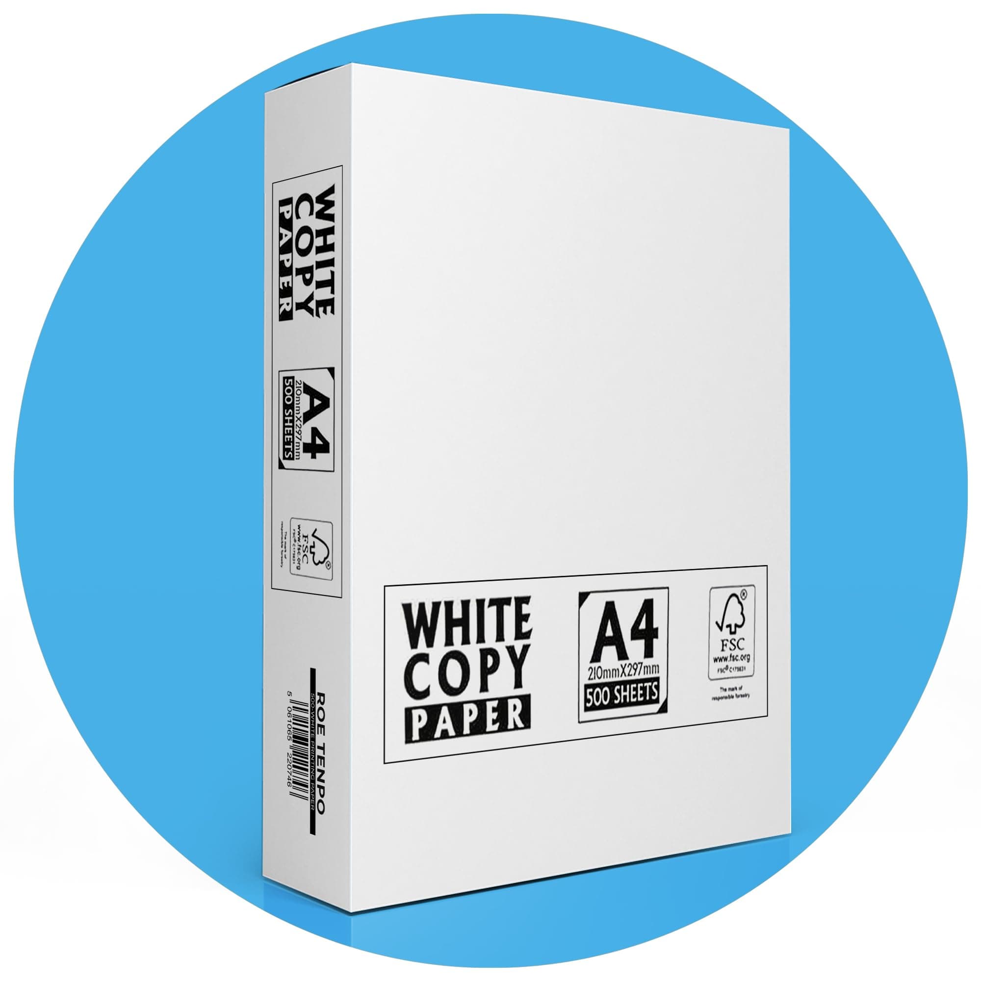 Roe Tenpo A4 Printer Paper, 500 Sheets, Smooth White Paper Finish, Compatible with Inkjet & Laser Printers - Ideal for Home & Office Use, Copying, Printing Flyers, Reports, and More-Packaging may vary