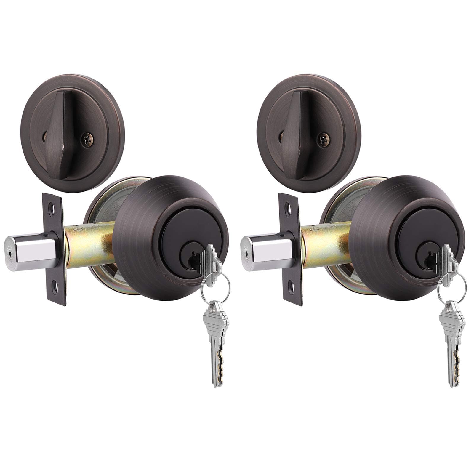 Gobrico 2 Keyed Alike Single Deadbolts Door Lock With Same Key Oil Rubbed Bronze Finished