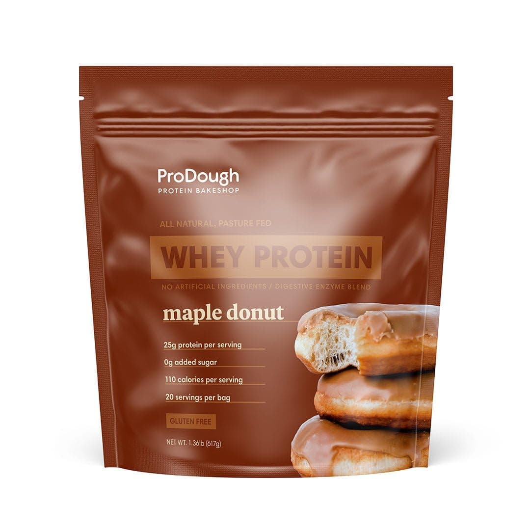 ProDough Gourmet Whey Isolate Hydrolized Protein Powder for Shake Mix- Easy Digest Enzyme Blend, 25g Protein per Serving, Natural Ingredients, Gluten Free, Keto Friendly (Maple Donut)