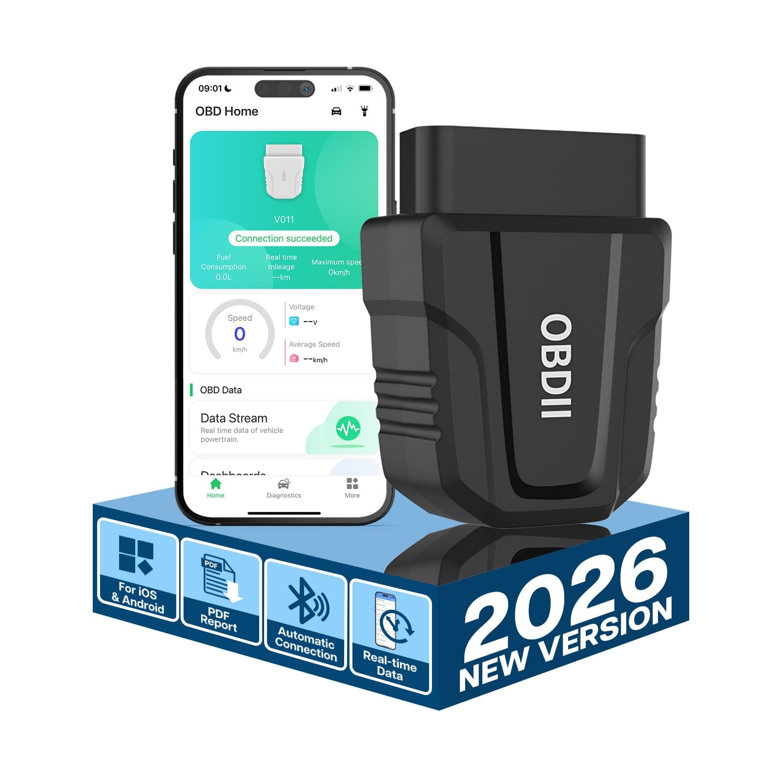 OBD2 Scanner Bluetooth 5.4 by MMOBIEL - Car Scanner for iPhone iOS & Android - Car Diagnostic Tool Wireless [2026 Version] - OBDII/EOBD Check Engine Light - Car Code Reader - Reset/Clear Error Code