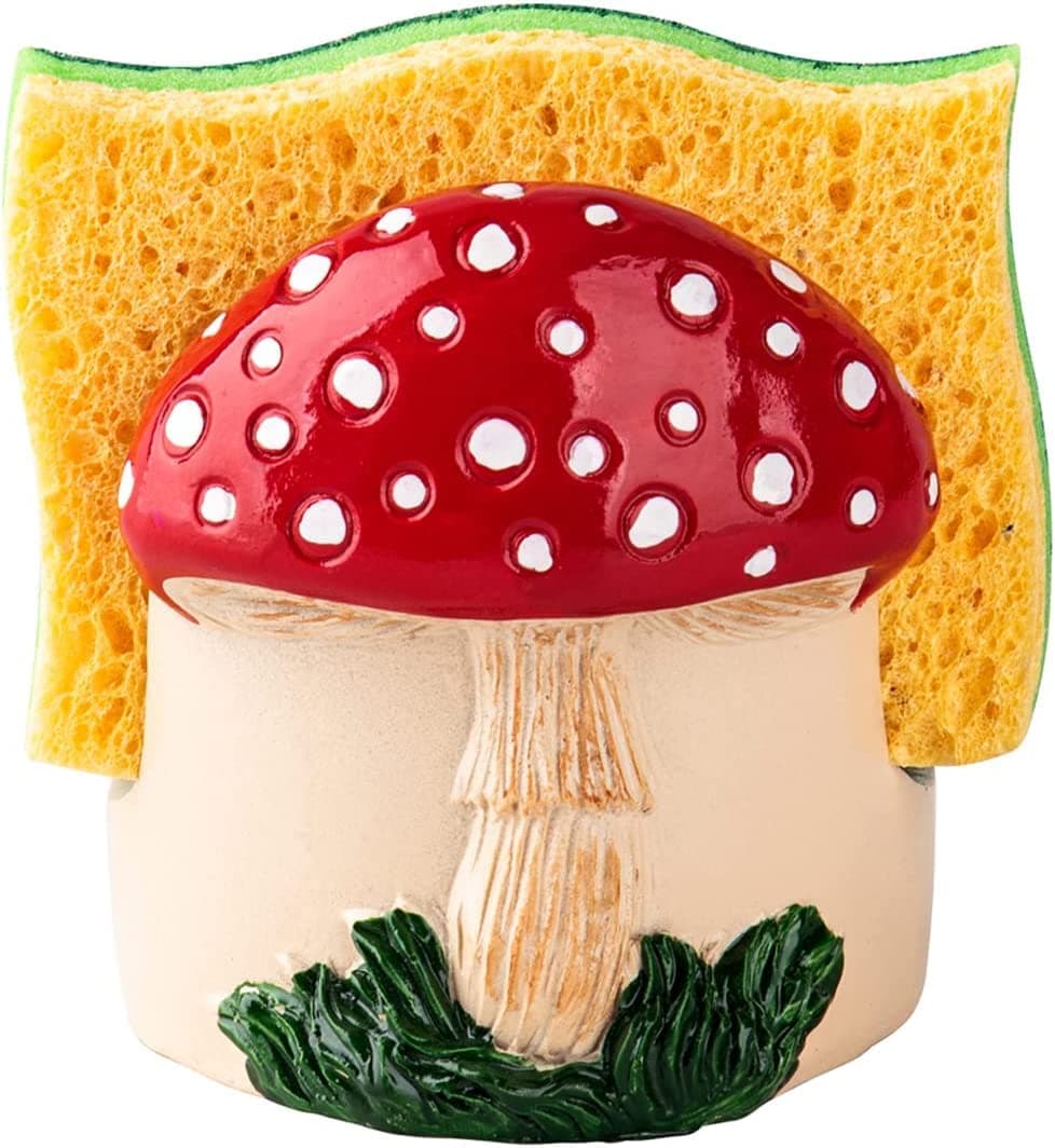 Mushroom Kitchen Sponge Holder Red Ceramic Sponge Holder For Kitchen Sink Dish Caddy Decor For Sink Accessories