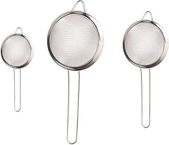 3 Pack Fine Mesh Strainer with Handle, Stainless Steel Fine Mesh Sieve,Kitchen Strainer for Tea Rice Juice Food Yogurt