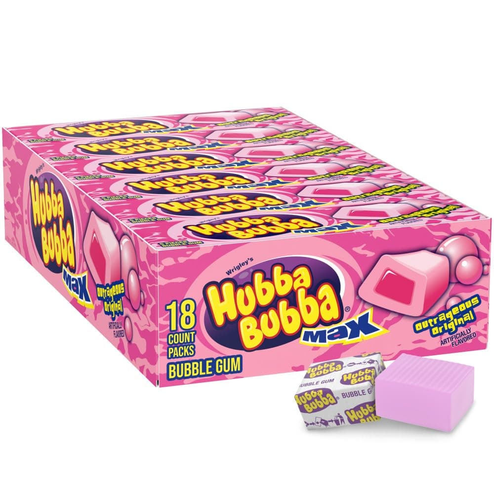 Hubba Bubba Max Chewing Gum, Original Bubble Gum, 5-pieces, 18-count