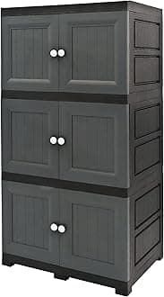 Multi-Purpose Plastic Storage Unit, Cupboard, Cabinet with 3 Extra Large Compartments, Modern Grey