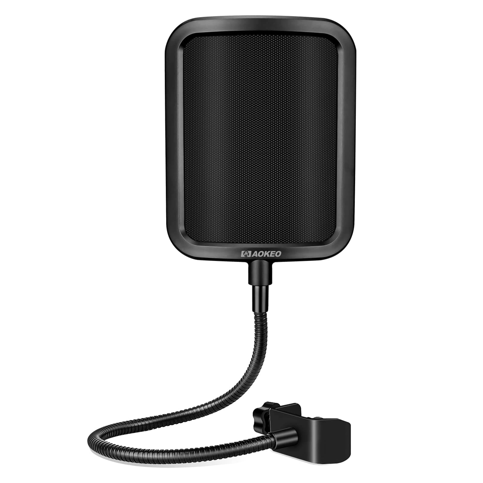 Aokeo Professional Microphone Metal Pop Filter Mask Shield For Blue Yeti,HyperX QuadCast and Any Other Microphone,Mic Wind Pop Screen With a Flexible 360° Gooseneck Clip Stabilizing Arm