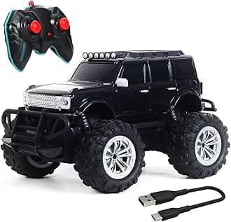 Wembley Offroad Rechargeable Remote Control Car Toy for Boys | Monster Truck RC Car with 4 Headlight Modes | Lithium Battery | C-Type Charging | Remote Car for Kids Adult | Made in India - Black