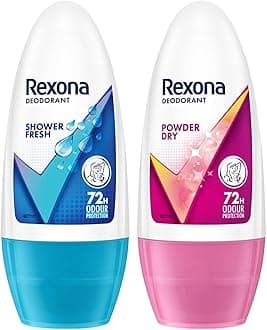 Rexona Shower Fresh Underarm Roll On Deodorant + Antiperspirant For Women|| 50 ml+Rexona Powder Dry Underarm Roll On Deodorant + Antiperspirant For Women|| 50 ml