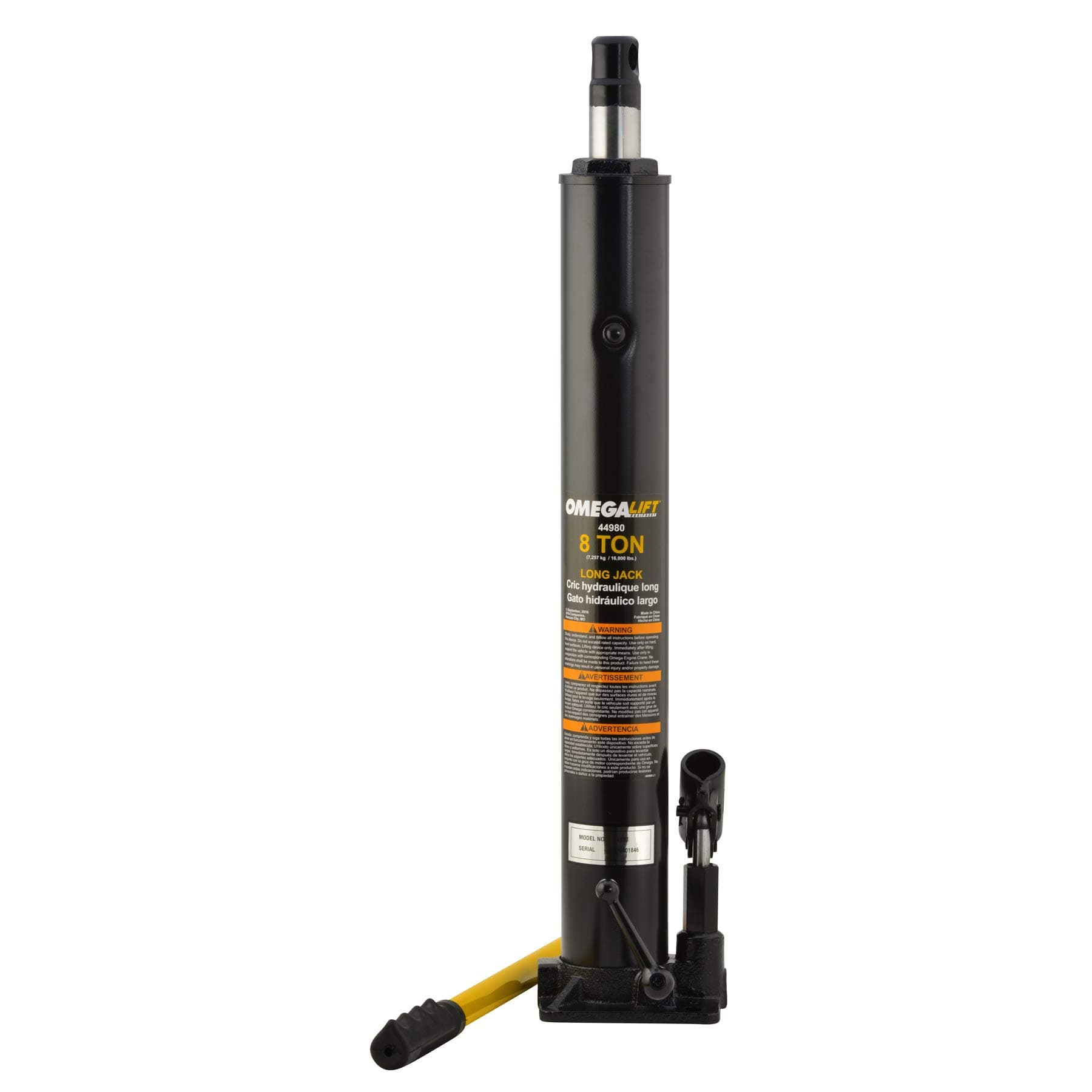 Equipment 44980 8 Ton Long Ram Hydraulic Jack for Engine Hoist and Shop Cranes , Black