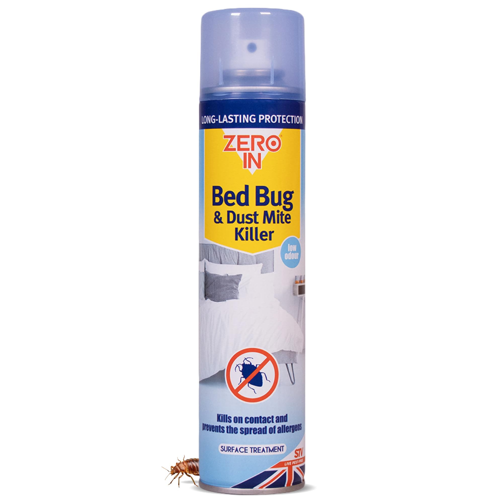 Zero In Bed Bug & Dust Mite Killer – Bed Bug Spray for Mattress, Bed Frames & Furnishings - Fast-Acting Aerosol Surface Treatment for Immediate Results - Prevents Allergies - 300ml