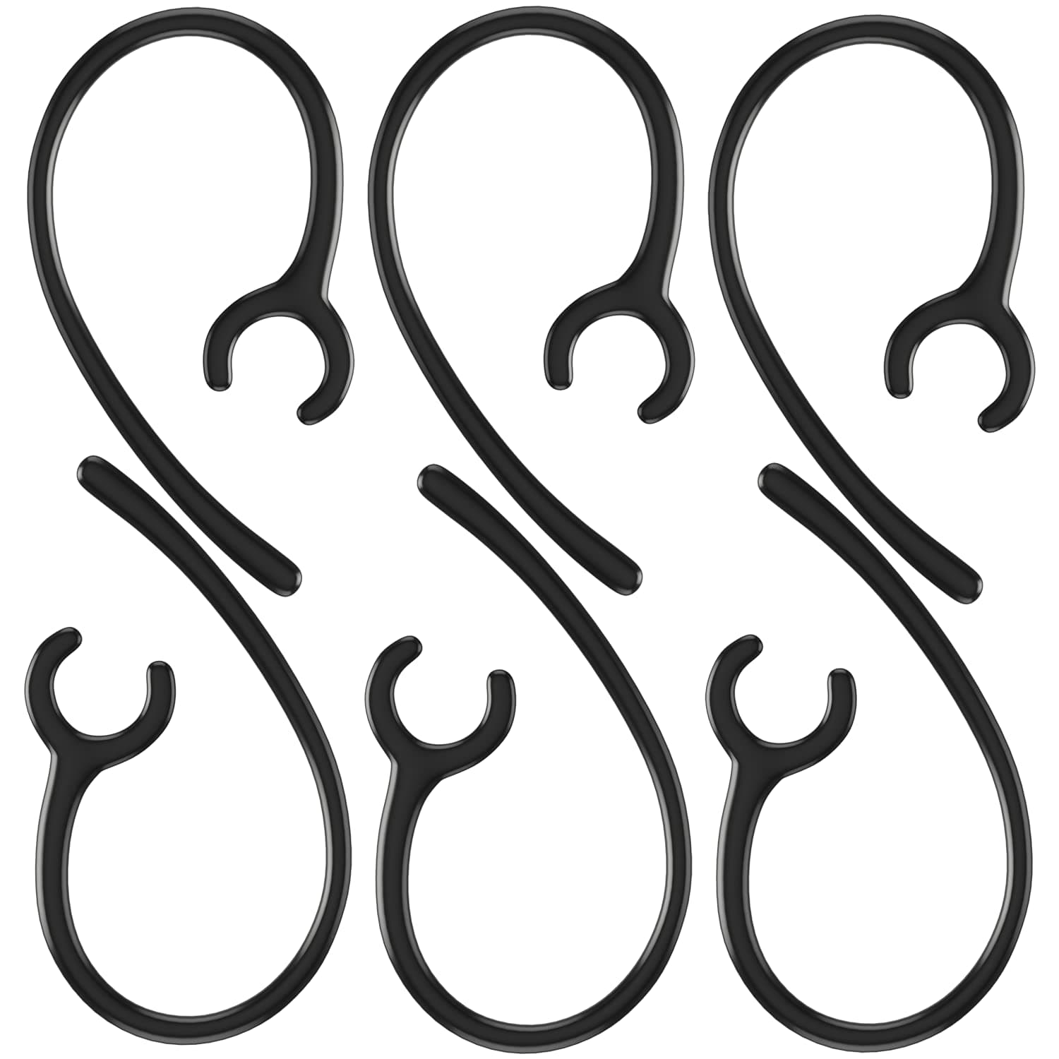 Ear Hooks for Wireless Headset 8mm Large Clamp Holder Clips, Replacement Ear Loops Earpiece Accessories, Black, 6 Pack
