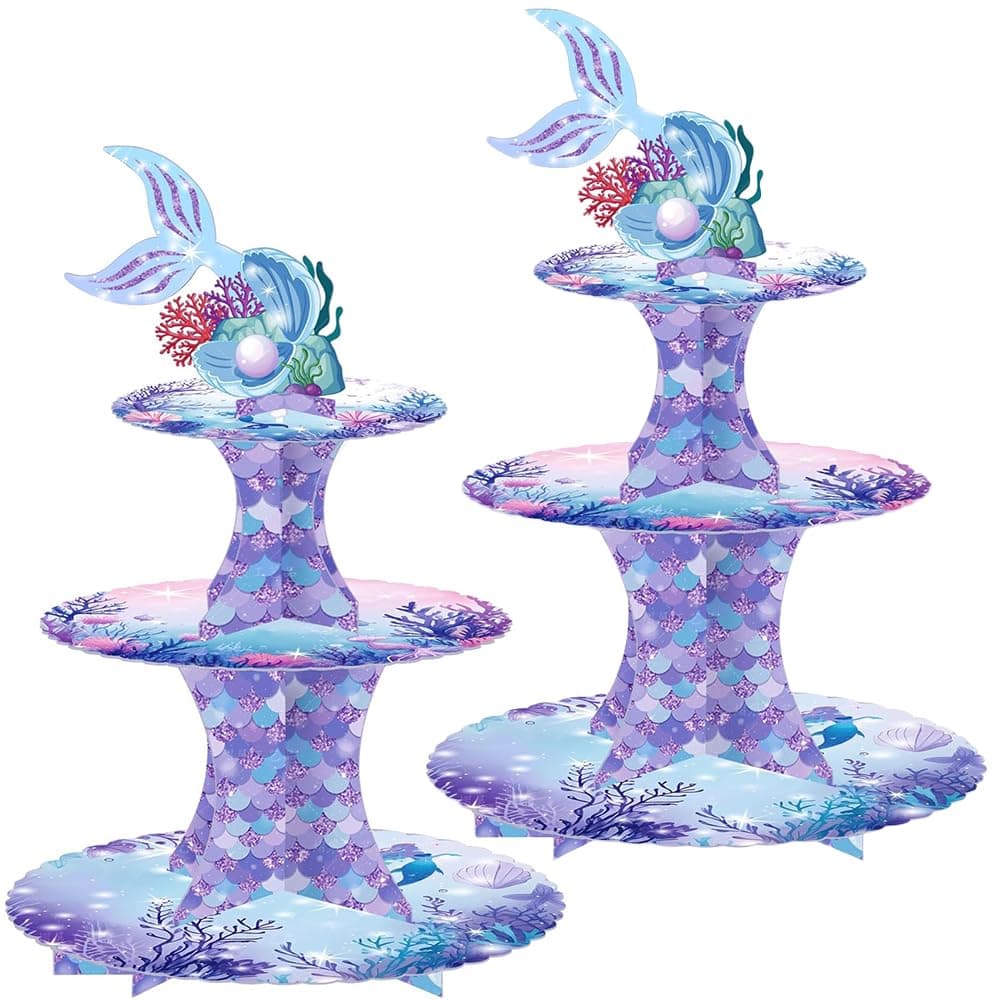 WEIN 2 Pack Cupcake Stand Tower, 3-Tier Cardboard Cup Cake Display Dessert Holder for Parties Holidays Birthday Party Wedding Baby Shower Anniversaries Decoration, Tiered Cupcake Stand