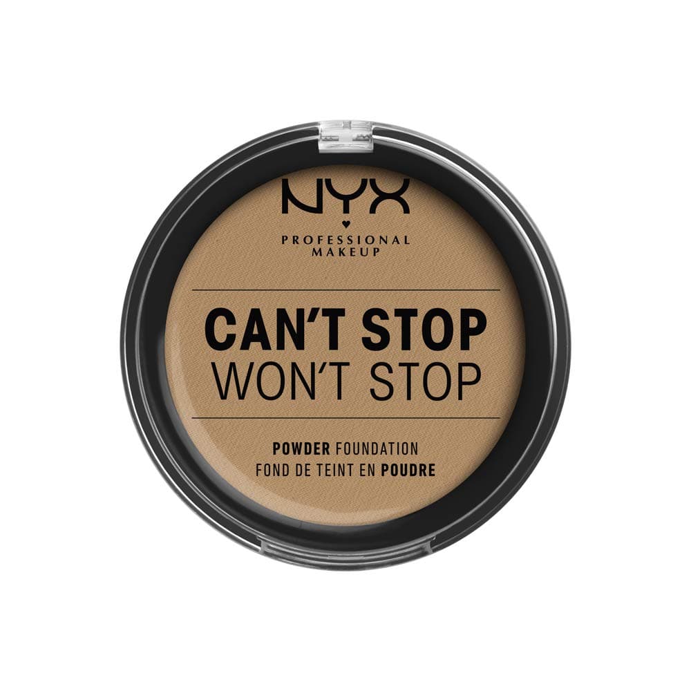 NYX PROFESSIONAL MAKEUPCan't Stop Won't Stop Full Coverage Powder Foundation, Matte Finish, Shine Control, Long Lasting, Vegan Formula, Shade: Caramel