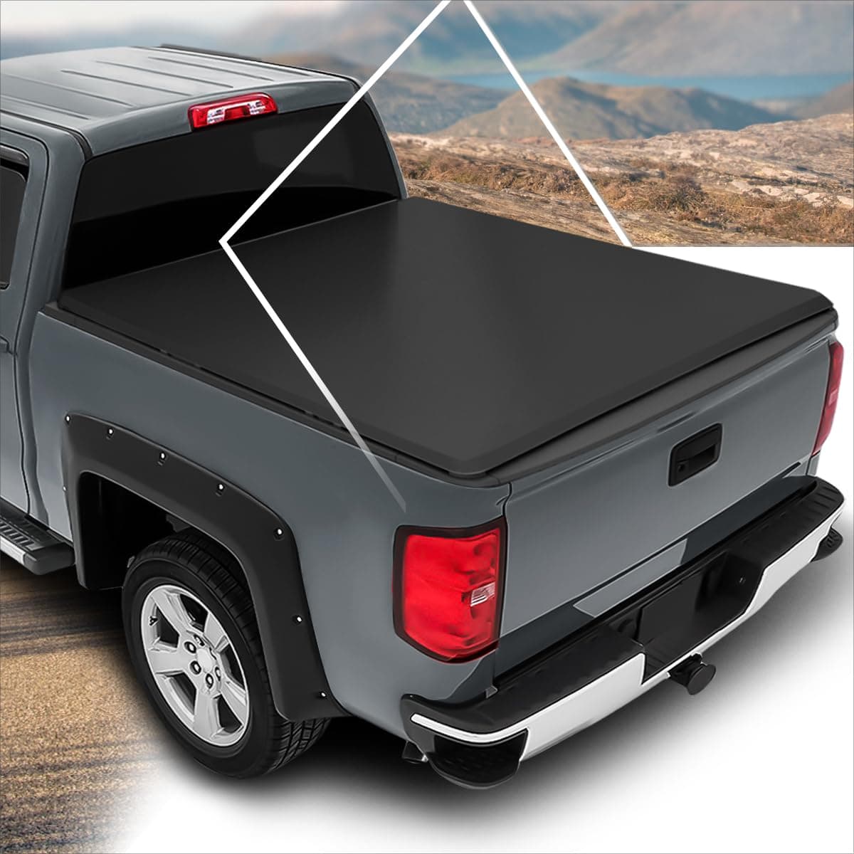 PM PERFORMOTOR Pickup Truck Bed Soft Tri-Fold Adjustable Tonneau Cover Compatible with 07-Present Tundra 8Ft Fleetside/Styleside Bed, PM-TC-T-061