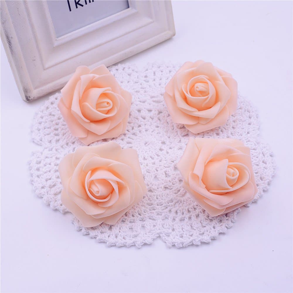 Rose Head Craft Foam Sheets Shapes Bulk Kit Artificial Crimping Diy Wreaths Gift Decoration Wedding (Orange)