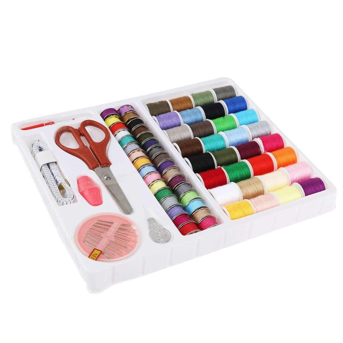 Needlework Box Set 100 Pcs DIY Handmade Craft Sewing Suppliers with Scissors,Thimble,Thread,Needle for DIY, Travel, Adults, Child, Beginner, Housewife
