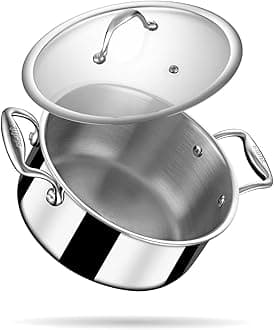 Artisan Triply 5.1 L, 24 cm Stainless Steel Sauce Pot | Casserole with Lid, Induction & Gas Stove Compatible, Briyani Pot/Handi (Serves 8-10 People)