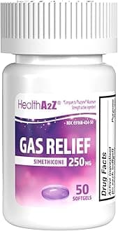 HealthA2Z® Gas Relief Simethicone 250mg | Fast Gas Relief | Relieve Symptoms Naturally (50 Softgels (Pack of 1))