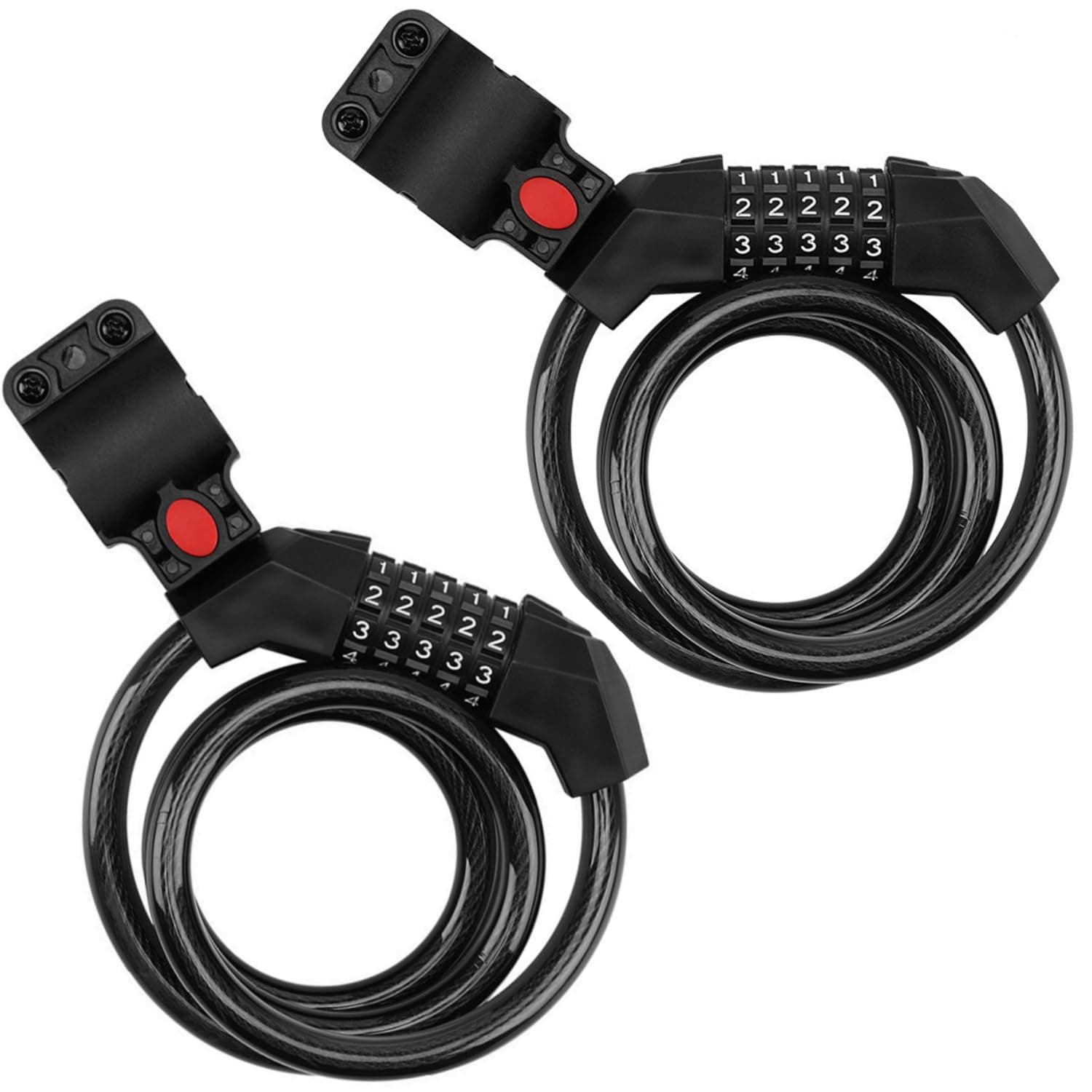 SKY-TOUCH Bike Lock Cable 1/2pcs, 1.2M 5-Digit Code Bicycle Lock Coiling Resettable Combination Bike Locks Anti Theft Cycling Password Lock For Bikes And Scooters