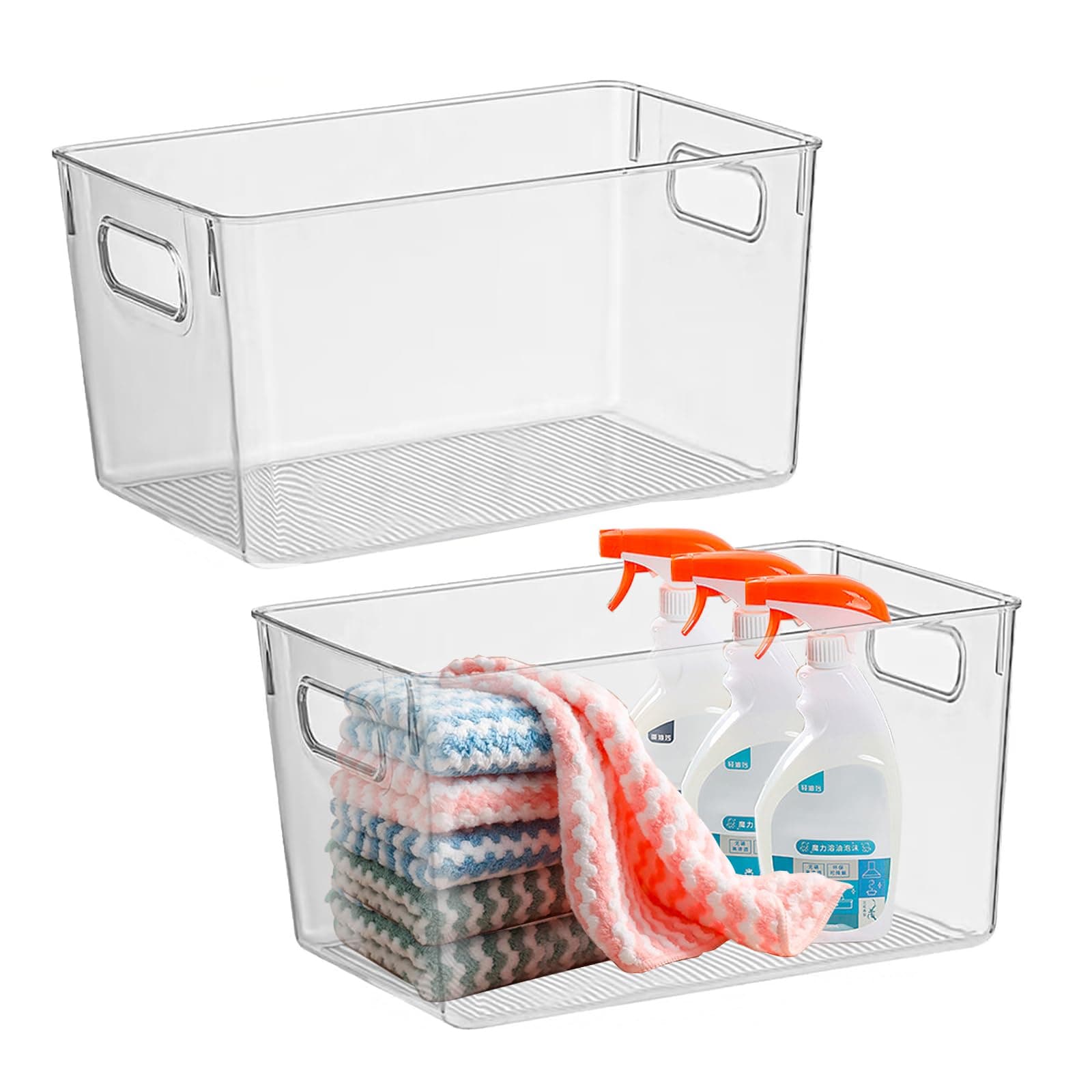 2pcs Plastic Clear Acrylic Storage Basket Bathroom Shelf Baskets Kitchen Organizing Pantry Storage Bins (2)