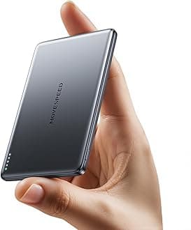 MOVE SPEED0.3'' Ultra Slim MagSafe Portable Charger, 5000mAh Magsafe Battery Pack iPhone 17 Air Accessories, Magnetic Power Bank with USB C Port for iPhone 17 Pro Max Air/16/15/14/13/12, Glacier Gray