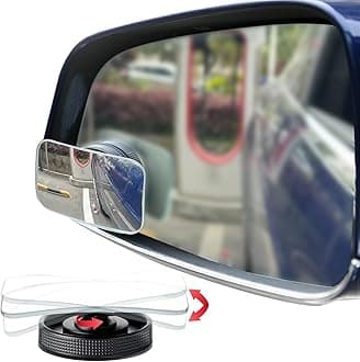 Ampper Suction Cup Blind Spot Mirror, HD Glass Frameless Removable Convex Wide Angle Rear View Mirror (Rectangular, Pack of 2)