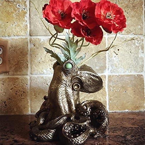 Kraken Vase, Steampunk Brass Finish