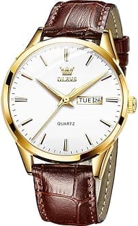 OLEVS Men's Casual Fashion Waterproof Gold Stainless Steel Band Quartz Gold Watches Gifts for Men