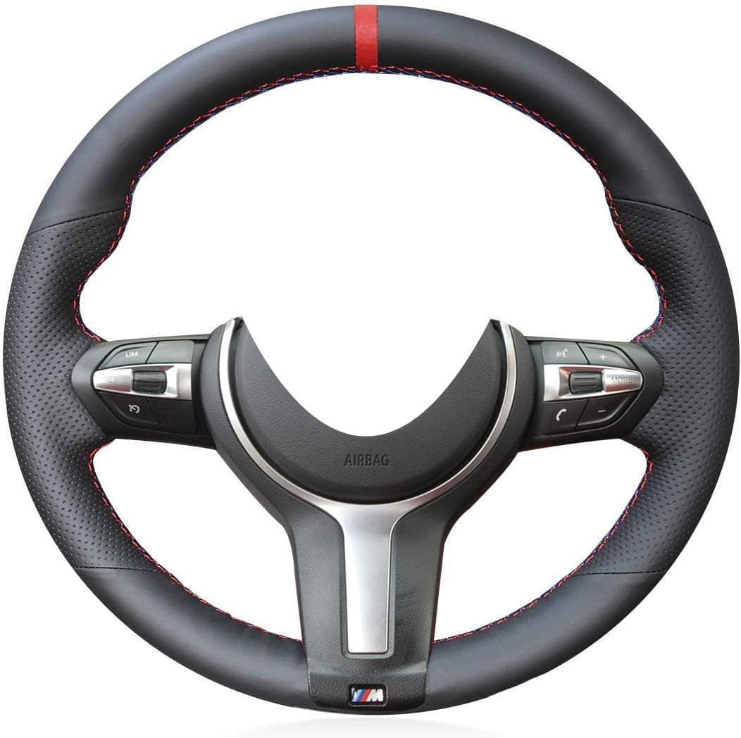 Eiseng DIY Sew Stitch Black Microfiber Leather Steering Wheel Cover for BMW 3 Series F30 F10 Sport / 2014-2017 M3 M4 M5 M6 F12 F13 M240i X2 M35i / 2015-2018 F85 X5M F86 X6M Interior Accessories