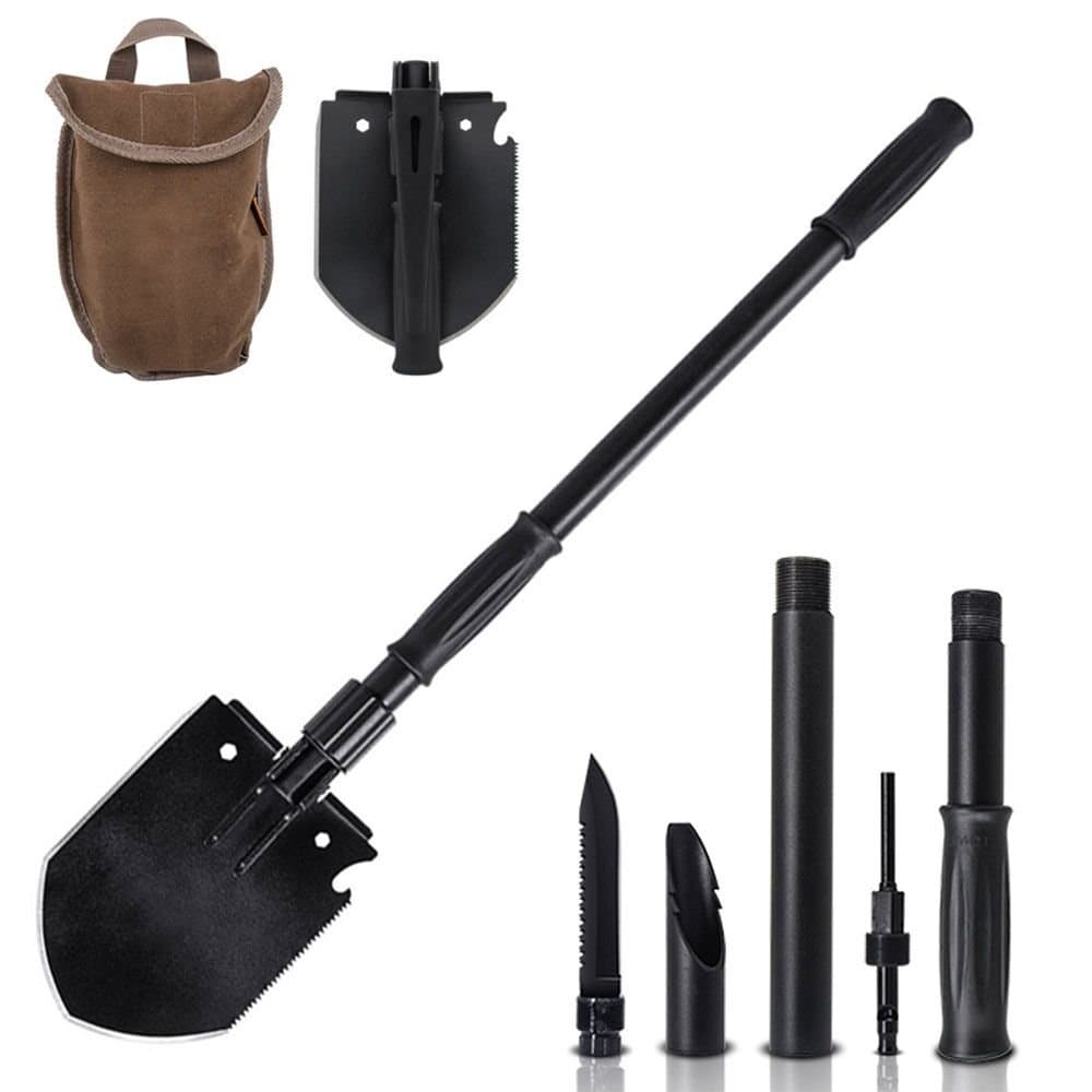Wolfwill 15-in-1 Military Folding Shovel Tool Kit Functional Carry Bag Outdoor Camping,Hiking Fishing Essentials Survial Car Emergency