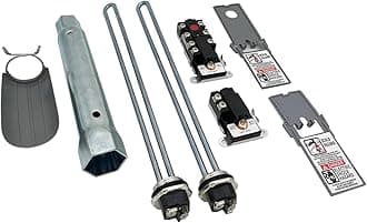 EWH-05 Electric Water Heater Element Kit,Include TWO 4500W/240V Water Heater Elements,Lower Thermostat & Upper Thermostat,Quick Change Tool,Two Protective Covers and Wrench Replacing Tools