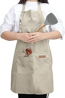 Kitchen Cooking Apron for Women Men with Big Pockets Canvas Waterproof Aprons for Server Pottery Artist Chef Apron
