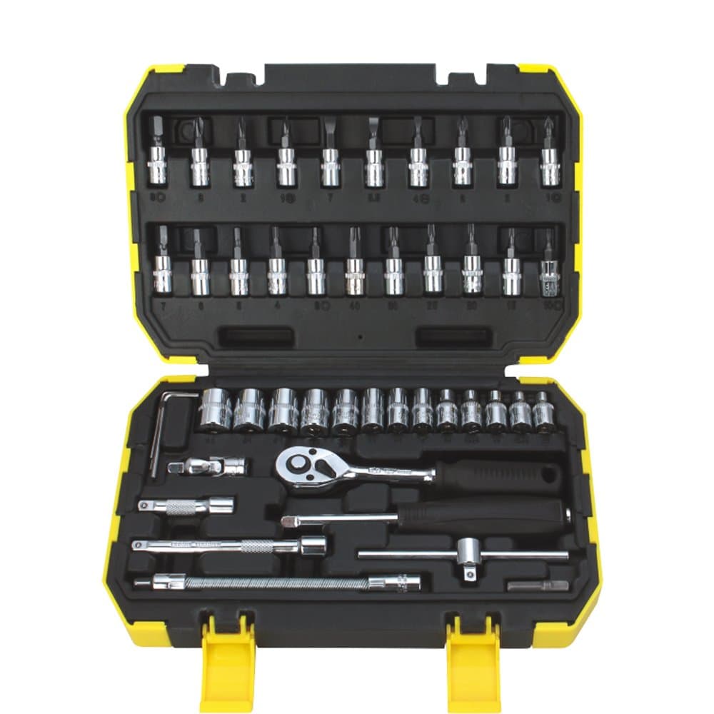 46 Pieces Socket Wrench Set, 1/4-Inch Drive 6-Point Socket Set Tool Box for Car Maintenance, Car Beauty, Renovation
