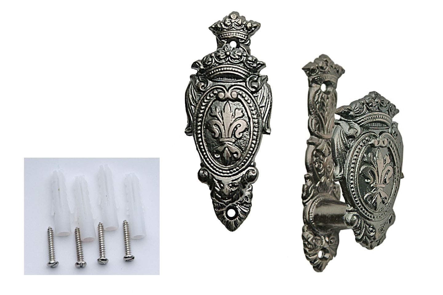 SZCO Fleur Shield Sword Hanger Wall Mount – 3” Expandable Display Hooks for Swords & Guns– Set of 2 Decorative Antique-Style Wall Stand, Katana Wall Mount, Gun Rack with Mounting Hardware