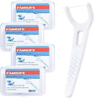 Dental Floss, Unwaxed Dental Floss Picks Unflavored Fluoride Free Back Teeth Toothpicks Flossing Flossers Threaders Sticks with 4 Travel Handy Cases 120 Count