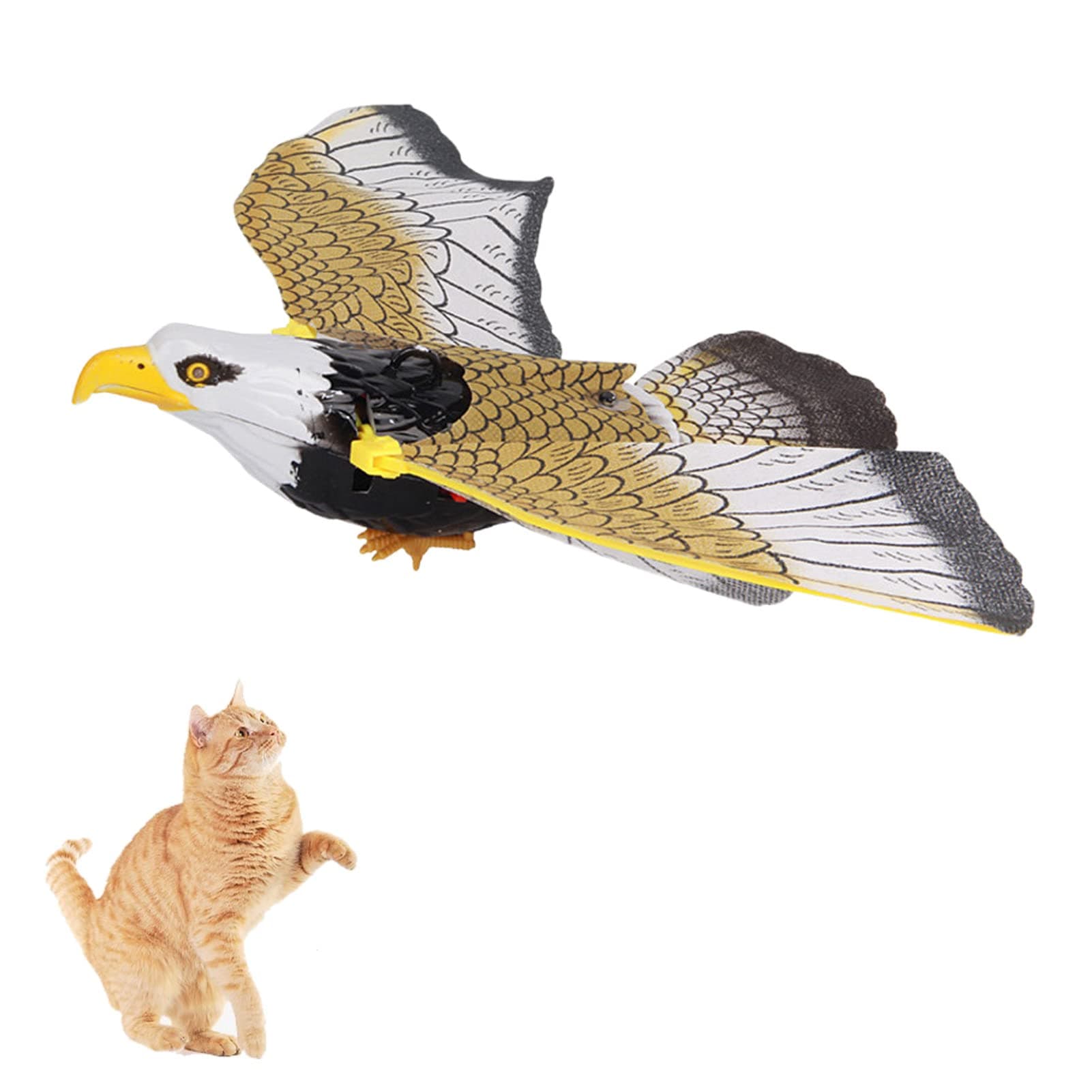 Interactive Cat Toy With Sound And Light, Electric Eagle Parrot Cat Toy For Indoor Kitten Pets, Battery Powered Flying Interactive Cat Toy Hanging Teaser And Exerciser For Kitten, Happy Time For Cats