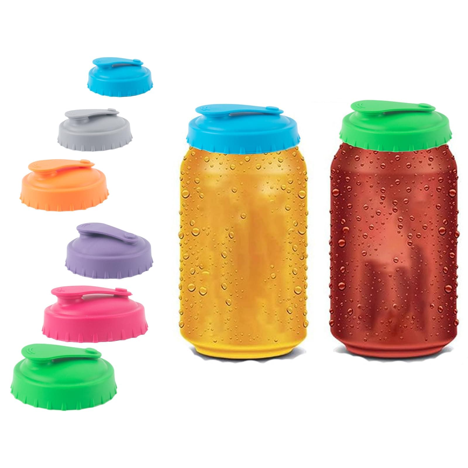 6 Pcs Silicone Soda Can Lids Reusable Can Covers for Drinks Cans, Spill-Proof Can Lids for Fizzy Drinks for Standard Size Cans Fizzy Drinks Soda Beer Energy Drink Juice Coke